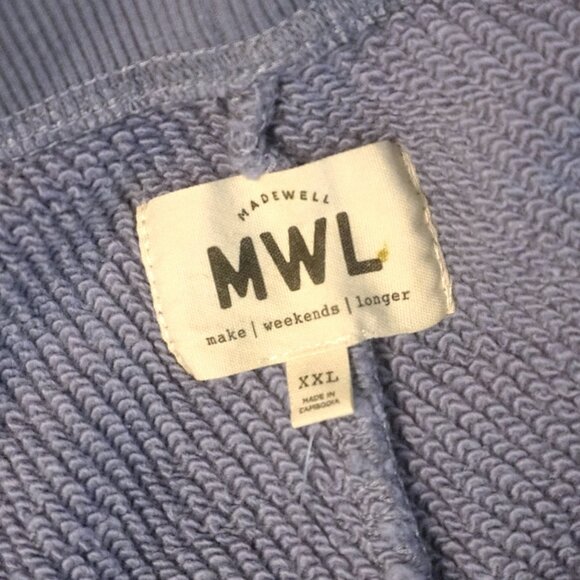 Madewell Lavander Shorts Terry Cloth White Side Strips Pull On Retro Women’s XXL - Picture 5 of 7